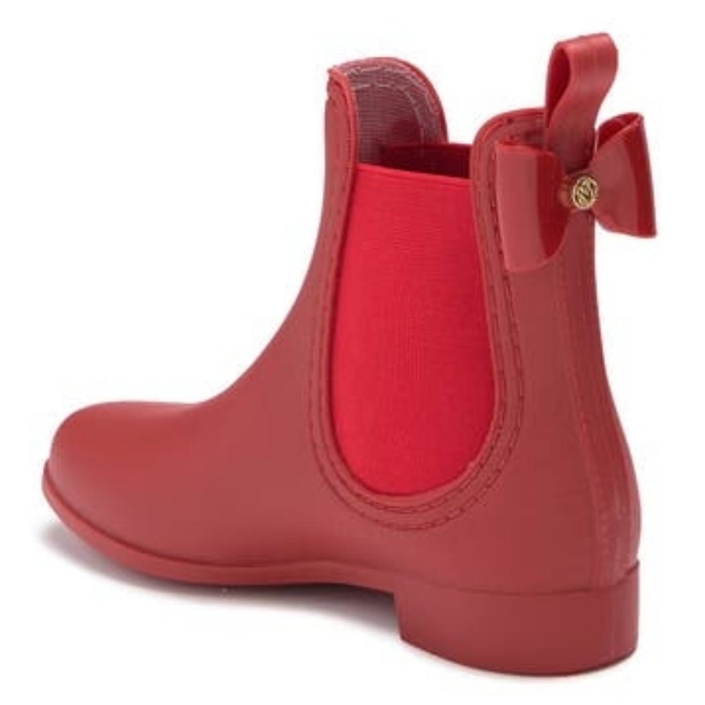Catherine Malandrino Briellie Bow Chelsea Rain Boots Red Booties Size 39 Eur - Picture 4 of 13
